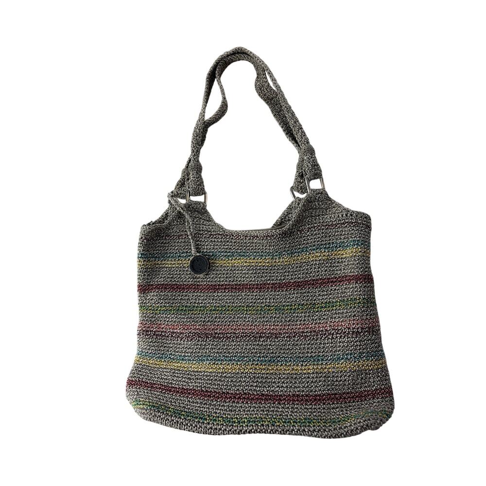 The Sak Crochet Handbag Multicolor Boho Festival Purse Shoulder Bag EUC